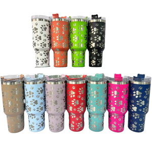 <b>Reusable</b> 40oz Travel Cup Cute <b>Mug</b> Insulated Cold Car Stainless Steel H2.0 Laser Cat Claw Tumbler with Handgrip - Product Image 2
