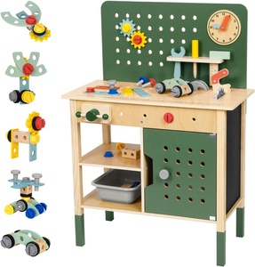 Montessori <strong>Kids</strong> <strong>Work</strong> <strong>Bench</strong> with Wooden Construction Toys Forpretend Play for 3 4 5 Year Olds - Product Image 2