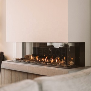 <span class=keywords><strong>Chimenea</strong></span> Flotante Interior MEISU.CH de 3 Lados, <span class=keywords><strong>Chimenea</strong></span> de Gas Tradicional Negra con Inserto para Calefacción Natural - Product Image 1