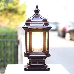 Наружная Минималистичная лампа на дверной столб E27, алюминиевая + стеклянная лампа для газона для виллы, сада, газона, входной дверной столб, светильник - Product Image 1