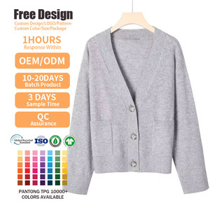 Fabricant de tricots sur mesure, uniforme scolaire, haut tricoté décontracté d'hiver à manches longues, cardigan gris à col en V, pull en cachemire pour homme - Product Image 2