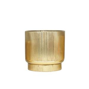 GRAND VASE EN METAL DORÉ À LIGNES DÉFINIES, DIAM. 30CM - Product Image 1