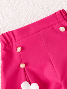 Costume trois pièces en denim de coton rose pour filles, veste blanche, short, style étranger doux pour enfants de 7 ans, respirant, costume de fête - Product Image 6