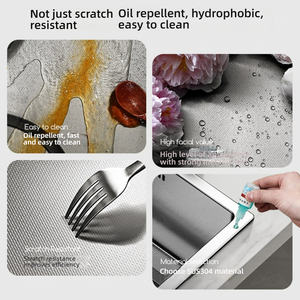 อ่างล้างหน้าพร้อมพื้นผิวเป็นเม็ดเล็กๆสำหรับดักเศษข้าวและเศษซากหนา4มม. ทำจากสแตนเลส - Product Image 4