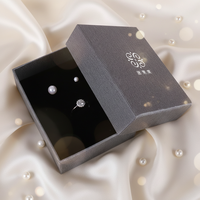Boîte à bijoux grise, surface texturée, étui robuste pour bague, cadeau élégant, impression de logo personnalisable, rangement de luxe