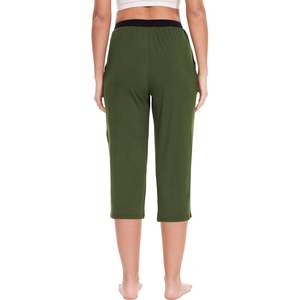 Pantalones de pijama capri de bambú OEM para mujer, pantalones de algodón suave para verano, pantalones de descanso con bolsillos, pantalones para dormir, ropa de descanso para mujer. - Product Image 4