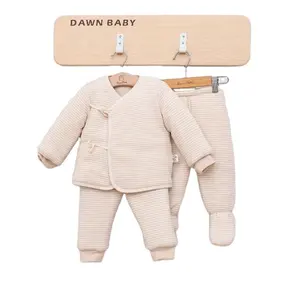 NY81197 2020 Long Sleeve Organic Cotton Boys Clothing Sets Baby Girls Clothing Sets Clothes 3PCS