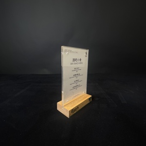 2024 modelo 4x6 4R tamaño soporte de menú acrílico Vertical/soporte de señal con Base de madera para exhibición de restaurante y uso de soporte - Product Image 3