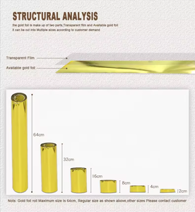 Hochwertige Maßgefertigte 64,32,16,8,4cm Imitations-Goldfolienrolle für Vergoldung, Handwerk und Dekoration - Product Image 5