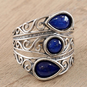 Anello Traforato Stile Goccia di Giada per Donne, Gioiello da Dito Vintage con Motivo a Nuvole - Product Image 1