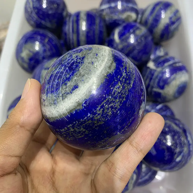 Piedra lapislázuli azul de cristal Natural, bola curativa, lapislázuli esférico