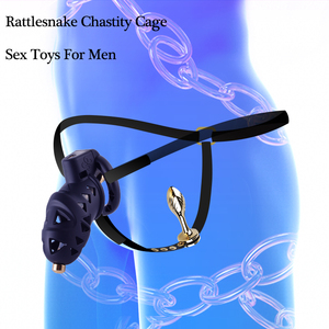 Waterdichte Abs Ratelslang Kuisheidskooi Riem 4 Maat Ring Penis Lock Zwart Mannelijke Kuisheid Slot Anale Plug Seksspeeltjes Voor Volwassenen - Product Image 3