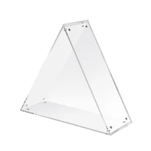 Прозрачный акриловый треугольный коллекционный ящик для демонстрации с полой открытой стороной, Штабелируемый стенд для демонстрации фигур