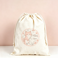 Pochette à cordon en toile de dessin animé écologique et recyclable avec logo personnalisé, résistante à l'usure, sac de rangement réutilisable, emballage cadeau de voyage