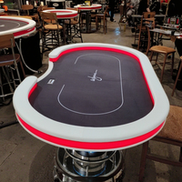 QINLONG Table de poker Texas de luxe pour 10 joueurs Lumières LED électroniques professionnelles Conception personnalisée en bois Mahjong Gambling
