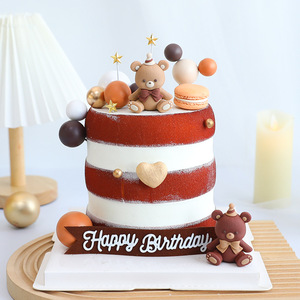 San valentino torta di cottura decorazione confessione orso 3D in gomma morbida Stereo bambola decorazione torta Topper fornitori - Product Image 3