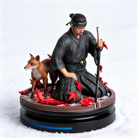 Figurine de samouraï japonais avec renard, statue de collection, décoration feuille d'érable d'automne pour adultes, en boîte