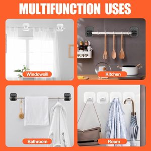 2pcs Adhesive Nailless Adjustable Curtain Rod Holder Brackets Novelty <b>Hooks</b> Home Bathroom Drillless Curtain Rod Bracket <b>Hooks</b> - Product Image 6