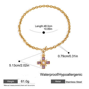 Mode Zircone Pierre Croix Pendentif Collier En Acier Inoxydable Bijoux Plaqué Or Étanche HipHop Bijoux En Gros - Product Image 6