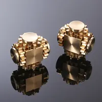 Or unisexe Anti Stress 3 pièces 36*36*21mm métal haute qualité EDC jouet avec étui de transport en laiton Fidget Spinner Cube Real Gear