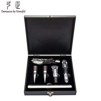 Ensemble cadeau d'ouvre-bouteille Laguiole 6 pièces - Ouvre-bouteille en acier inoxydable écologique et durable avec manche en bois de wengé, boîte cadeau élégante