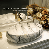 Lavabo de salle de bain en céramique ovale, motif marbre, style nordique moderne et élégant, pour hôtel, à poser sur comptoir, design artistique, garantie 3 ans
