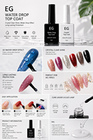 Gel à ongles transparent 3D effet goutte d'eau, gel haute brillance, design d'art d'ongles transparent, UV LED, couche de finition professionnelle pour salon, sans TPO et sans HEMA
