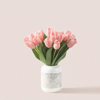Tulipes artificielles de haute qualité, faites à la main, en plastique, à longue tige de 30 cm, couleur rose, à tige unique, toucher réaliste, pour la remise des diplômes, Pâques, Noël
