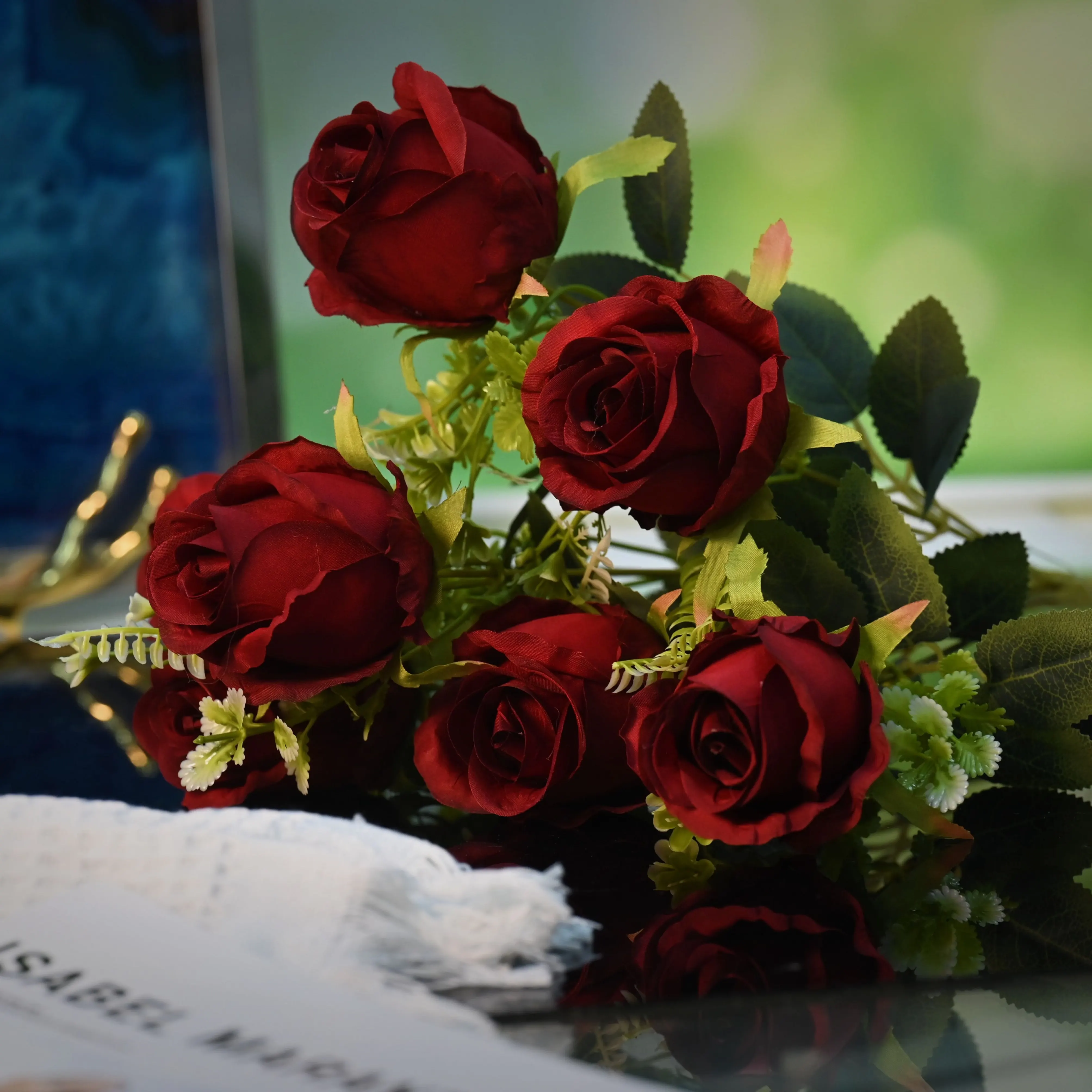 Flores artificiales rosas, flores de una sola rosa para eventos de boda, decoración de fiestas