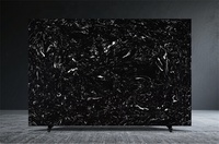 Grande dalle de marbre artificiel noir, tailles et épaisseurs personnalisables (16-30 mm), surface polie pour la décoration intérieure moderne