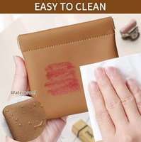 Pochette cosmétique en cuir PU avec fermeture à pression, logo personnalisé, pour femmes, sac à maquillage, vente en gros