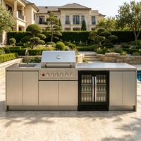 Nouvel ensemble de meubles de cuisine barbecue modulaire moderne 2026 pour extérieur, résistant aux éclaboussures, avec charnières, évier, robinet, tiroirs et rails coulissants en acier inoxydable