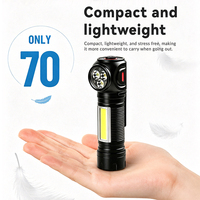 Lampe de travail LED rechargeable mini avec double source lumineuse, base magnétique, lumière d'avertissement rouge COB, clip stylo, utilisation camping, étanche IPX4