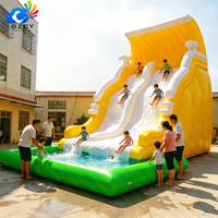 Toboggan aquatique gonflable tropical pour jardin, qualité commerciale, en PVC, pour locations de fêtes, toboggans aquatiques gonflables pour adultes