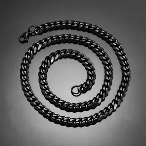 Chaînes cubaines classiques en acier inoxydable noir de 3,6 mm/5 mm/6 mm/7 mm/8 mm pour hommes et garçons, collier épais de 14 à 30 pouces - Product Image 4