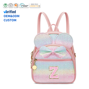 Mini Zaino con Fiocco Arcobaleno Glitterato, Personalizzabile con Iniziali, Borsa per Bambine - Product Image 1