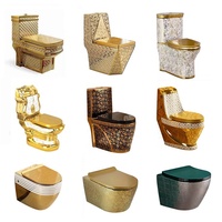 WC monobloc en céramique de qualité supérieure, couleur dorée, pour femme