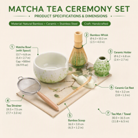 Ensemble de cérémonie du thé Matcha avec fouet en bambou naturel, bol en céramique et boîte cadeau pour la vente en gros