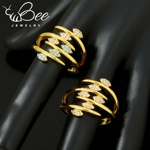 <b>Italian</b> Gold Color Jewelry Rings 21k Gold Plated Dubai Cubic Zircon Ring Hawaiia Women Event Party Daily Wear Jewelry - Product Image 1