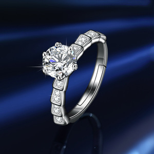 เงินแท้ S925 ประดับโมอิสซาไนต์ 1 กะรัต ทรงไม้ไผ่ สไตล์เกาหลี ฮิตในไลฟ์สด ปรับขนาดได้ - Product Image 4