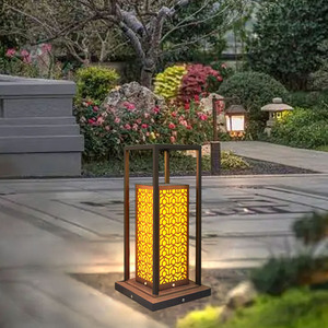 Lampe solaire de jardin Prome 12W en fer, étanche, nouveau style chinois, pour cour, villa, extérieur, paysage - Product Image 4