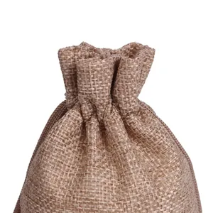 Benutzer definierte Farbe Sac kleinen Leinen Öko-Taschen für Mais Verpackung Geschenk verpackung Jute Kordel zug Taschen Schmuck beutel mit Logo Custom