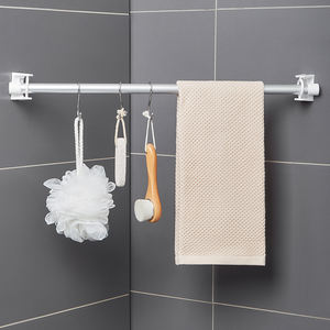 Support <span class=keywords><strong>télescopique</strong></span> multifonctionnel auto-adhésif pour salle de bain cuisine sans perçage requis <span class=keywords><strong>Tringle</strong></span> rotative pour rideau Art Déco - Product Image 2