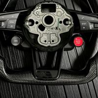 Kit de boutons de commande personnalisés en cuir semi-synthétique et fibre de carbone pour volant de voiture, accessoires pour VW Golf R 5 6 7 MK5 MK6 MK7 Gti Passat CC