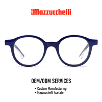 Monture de lunettes rondes en acétate Mazzucchelli, lunettes rétro circulaires pour hommes, lunettes optiques de luxe faites à la main, logo personnalisé, bleu vert