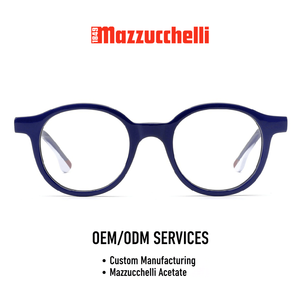 إطار نظارات دائري من أسيتات مازوكيلي، نظارات ريترو دائرية للرجال، نظارات بصرية فاخرة مصنوعة يدويًا، شعار مخصص، أزرق أخضر - Product Image 3