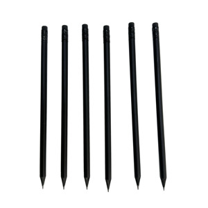 Factory Custom Black Wooden HB 2B <strong>Pencils</strong> With Eraser High Quality 7.5'' Round Black Plain <strong>Pencils</strong> In Bulk - Product Image 3