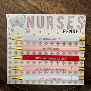 여성을위한 맞춤형 간호사 선물 재미있는 감사 간호 펜 5 PCS 간호사 펜 세트