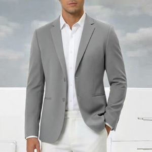 Blazer homme à simple boutonnage, coupe droite, veste tissée, logo personnalisé, tenue semi-formelle, vêtement d'affaires décontracté, manteau de costume - Product Image 2