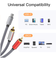 Câble audio USB C vers RCA Câble audio stéréo USB C vers 2 RCA mâle Type C vers RCA Y Splitter Cordon audio Câbles audio et vidéo